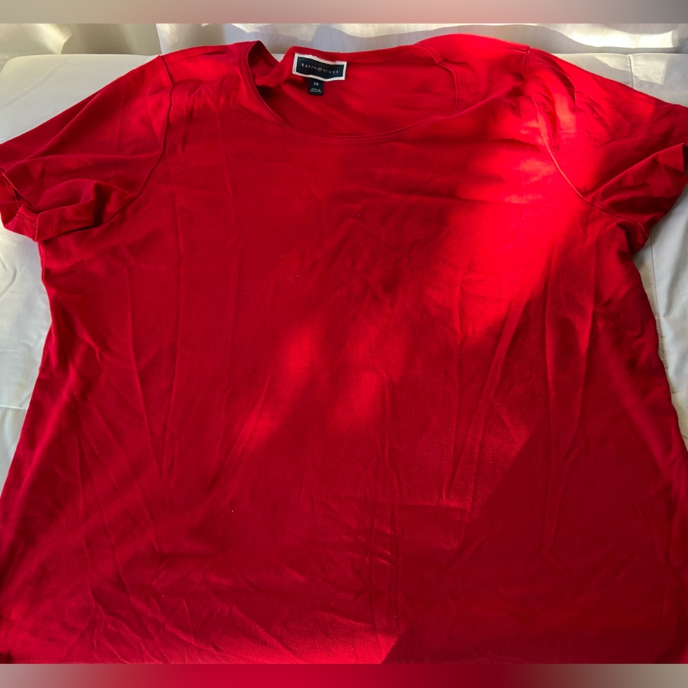 Karen Scott Women’s Red Cotton Short Sleeve Tee